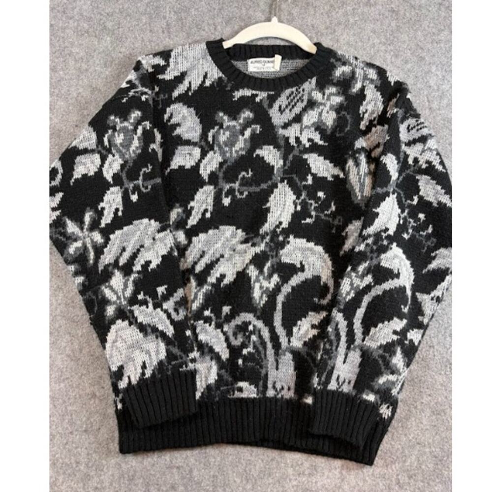 VTG 80s Alfred Dunner Abstract Floral Knit Sweater Womens M Crewneck AOP Grandma